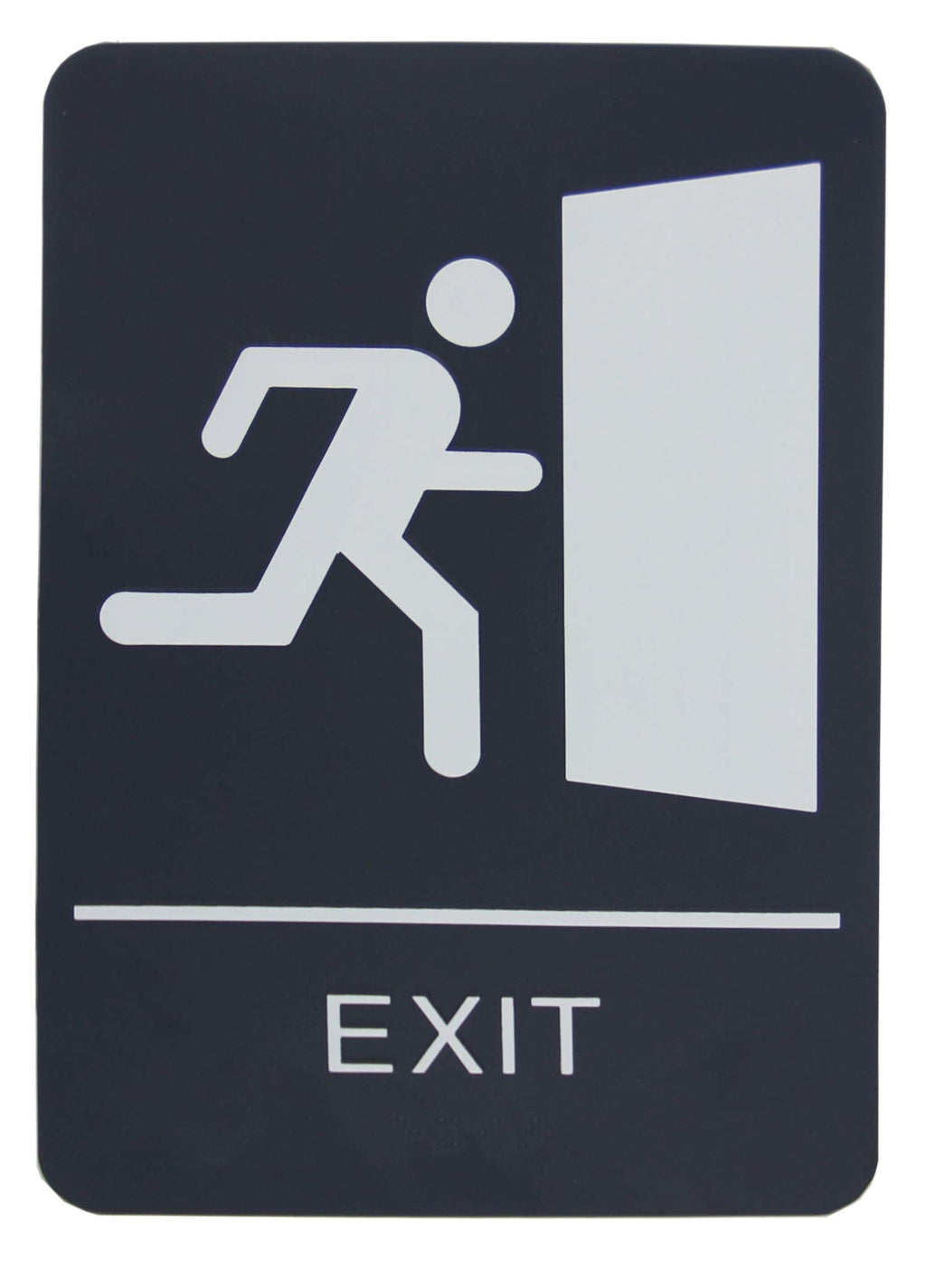 Black & White ADA Exit Sign with Braille-9" x 6"