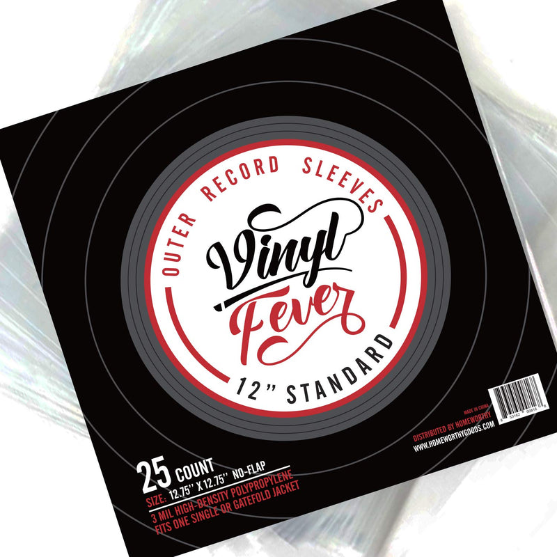 [Australia - AusPower] - Vinyl Fever Record Sleeves [25 Pack] - Outer Album Covers With Premium Clarity - Durable 3 Mil Thick Polypropylene Sleeves for 12 Inch LPs and Archival Album Storage 25 Pack 