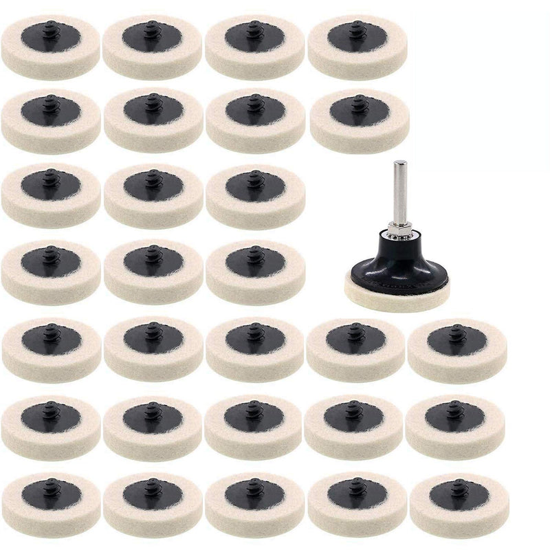 [Australia - AusPower] - 2 Inch Compressed Wool Fabric QC Disc Polishing Buffing Pads Wheels Disc Pad Holder with 1/4" Shank Perfect for Cleaning Polishing Sanding Projects 31 