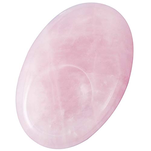 SUNYIK Oval Natural Rose Quartz Thumb Worry Stone for Anxiety Stress Pink