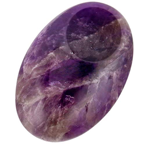SUNYIK Oval Natural Amethyst Thumb Worry Stone for Anxiety Stress purple