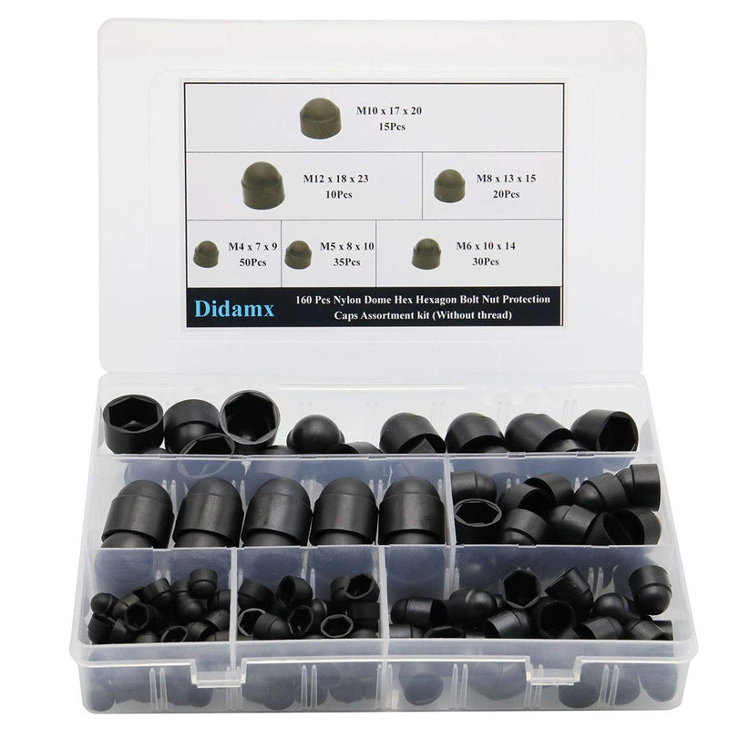 [Australia - AusPower] - 160 Pcs Nylon Dome Hex Hexagon Bolt Nut Protection Caps Cover Hexagon Screws Waterproof Cover 