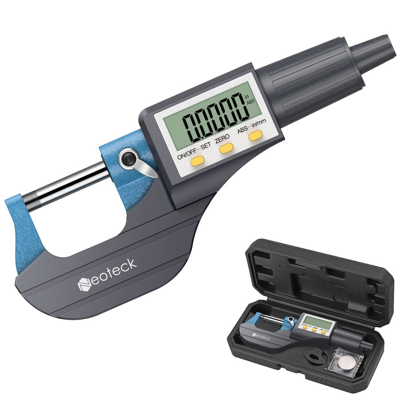 Neoteck Digital Micrometer Micrometer Micrometer Outside Micrometer Electronic 0-25 mm with LCD Display Micrometer 0.001 mm / 0.00005 Inches