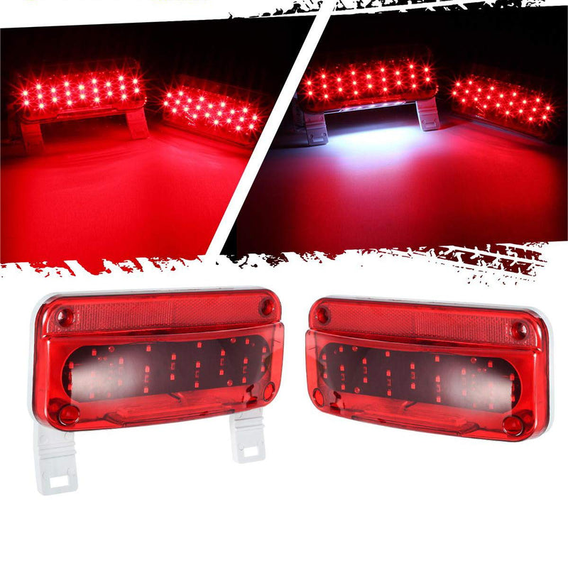 [Australia - AusPower] - Partsam Rectangular Red LED RV Camper Trailer Stop Turn Brake Tail Lights White License Plate Light 49 LED with License Bracket Holder and White Base 12V Sealed w Reflex Surface Mount (Left + Right) Red Lens 