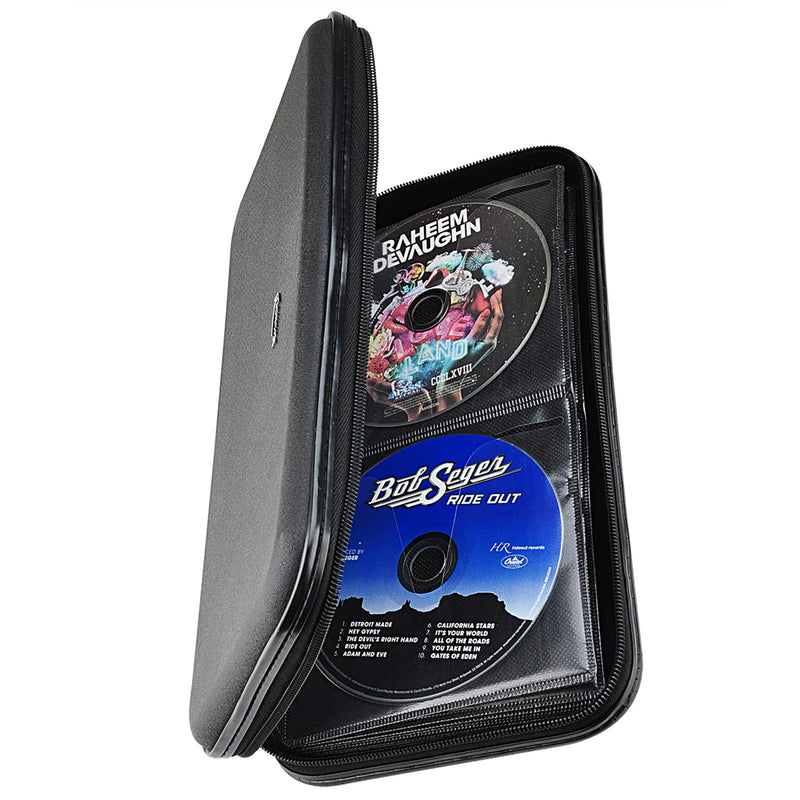[Australia - AusPower] - CD DVD Case, 72 Capacity Heavy Duty Wallet, DVD CD Case Holder for Car, Hard Shell Sturdy case, CD Disk Holder, DVD disc Binder, Booklet, Protective Blu-ray Wallet (72 Capacity,Black) Black 