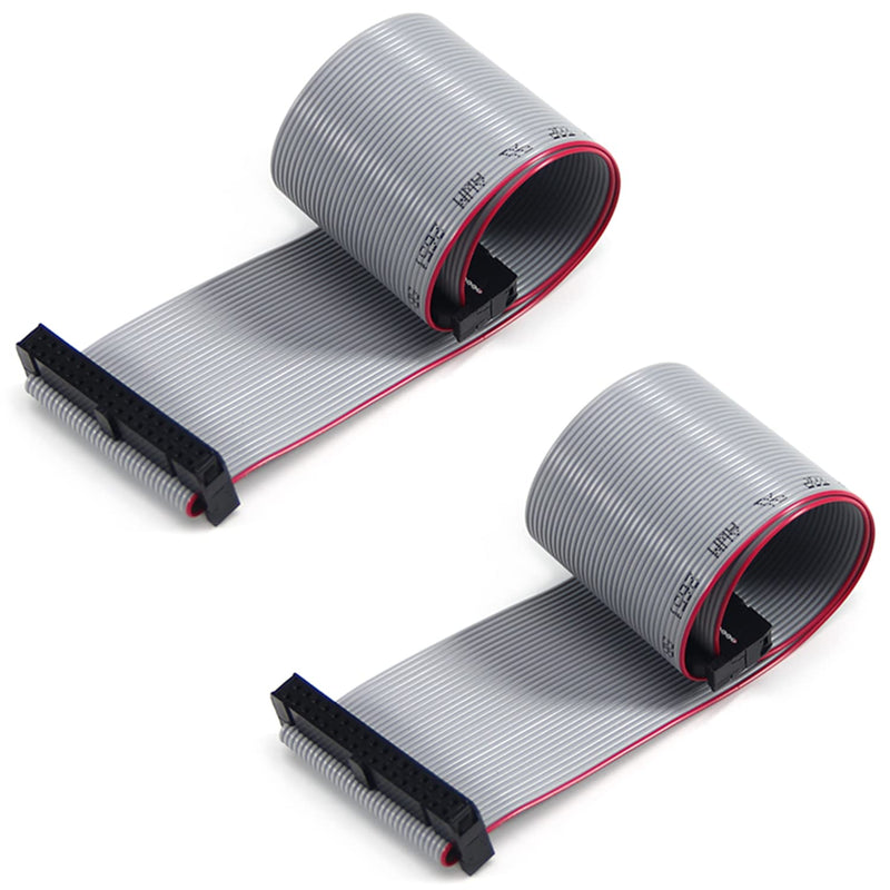 [Australia - AusPower] - Fielect 2pcs IDC 34 Pin Connector Gray Wire Flat Ribbon Cable Connector Length 30cm 2.54mm Pitch 