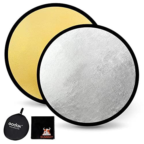 GODOX 43" 110cm 2-in-1 Collapsible Round Portable Disc Light Reflector with Bag for Studio and Photography - Gold, Silver