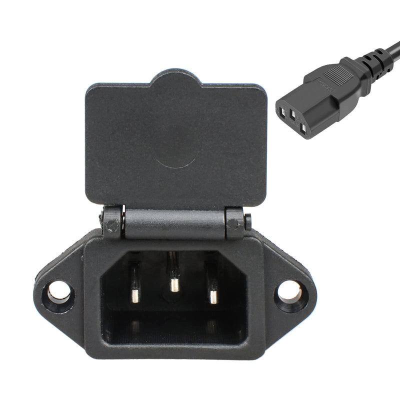 [Australia - AusPower] - QTEATAK 2 Pcs AC 250V 10A IEC 320 C14 Panel Mount Plug Adapter Power Connector Socket with Spring Cover 