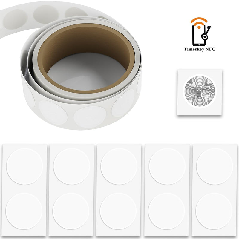 [Australia - AusPower] - 55pcs Mifare Classic 1k NFC Tag RFID Sticker 13.56mhz RFID NFC Tags Classic 1k ISO14443A RFID Smart 25mm Adhesive Smart NFC Tags by Timeskey NFC 55pcs 