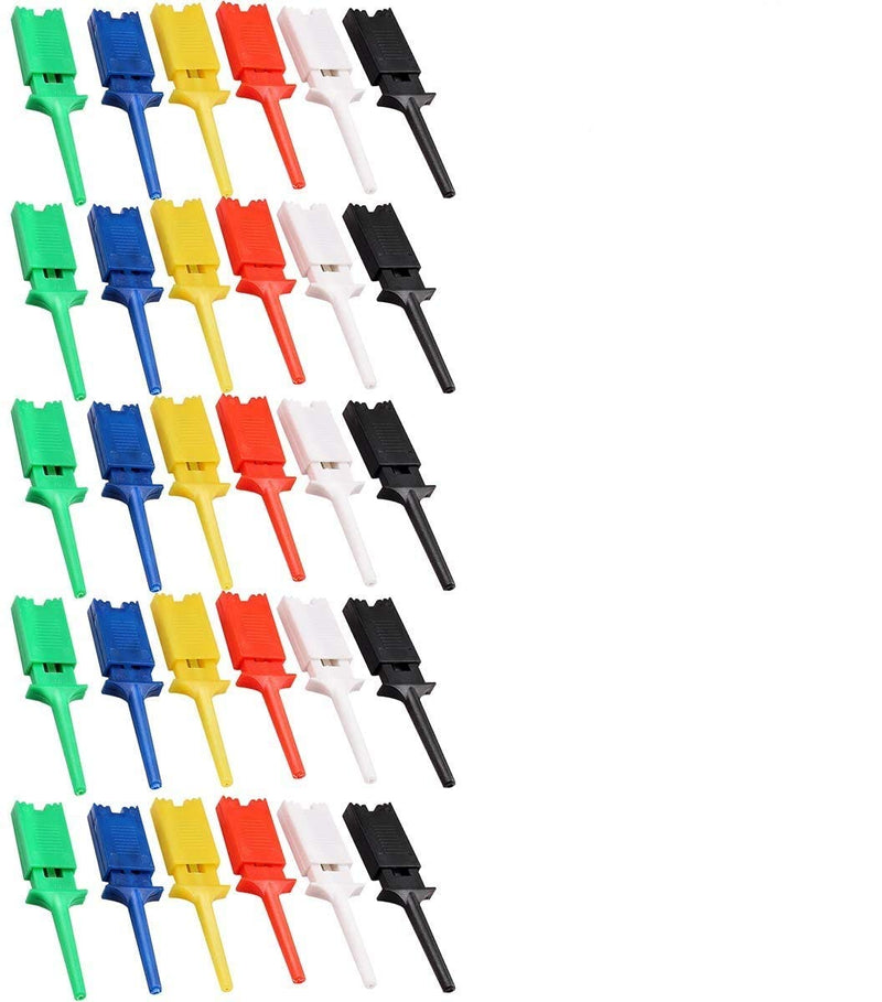 CLDIY 6 Colors Mini SMD IC Test Hook Clip Grabber Sample Jumper for Electronic Experiment 30 Pieces