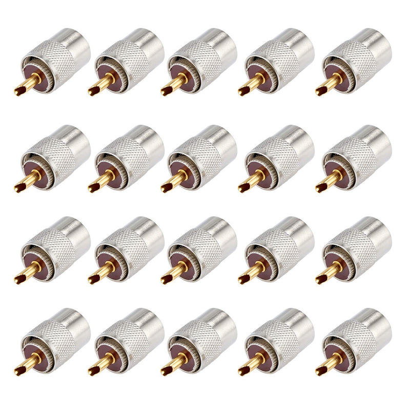 [Australia - AusPower] - ESUMIC 20Pcs PL259 Soler Coaxial Coax Connectors, Male-Plug Crimp Coax Connector Adapter with Reducer for RG8X Coaxial Cable 