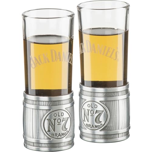 Jack Daniel's Old No. 7 Glass and Metal Barrel Shot Glass Set, Model# JD-38706