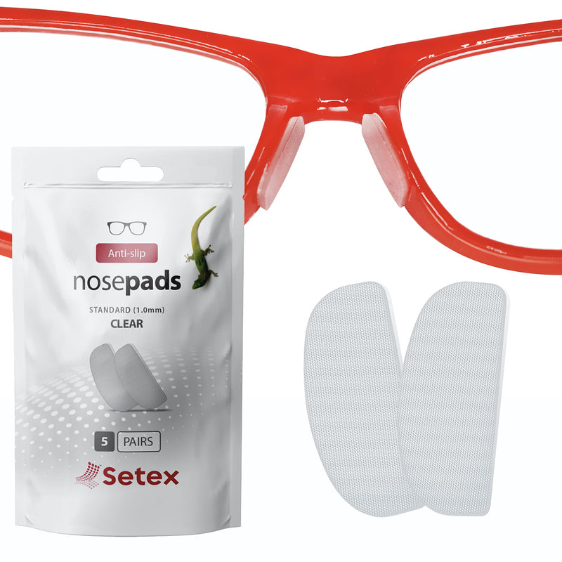 [Australia - AusPower] - Setex Gecko Grip 1mm Anti Slip Eyeglass Nose Pads, (5 Clear Pair) USA Made, Innovative Microstructured Fibers, 1mm x 7mm x 16mm 5 Clear Pairs 