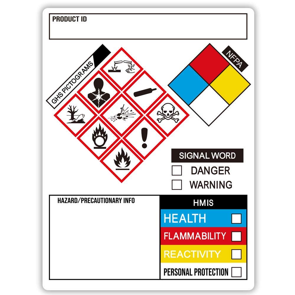 GHS Labels, SDS OSHA Labels for Chemical Safety Data, 3 x 4 Inch Roll of 260 MSDS Stickers with GHS