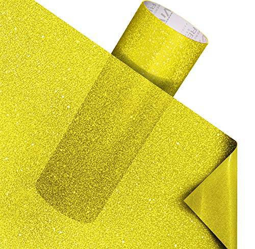 VViViD DECO65 Colorful Crystal Tint Transparent Frosted Crafting Adhesive Vinyl Film 12 Inch by 48 Inch Roll w/ 12 Inch by 24 Inch Sheet of High-Tack Transfer Paper (Gold Yellow) Gold Yellow