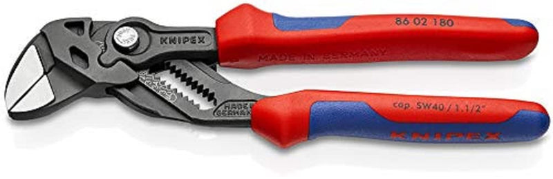 [Australia - AusPower] - KNIPEX Tools - Pliers Wrench, Black Finish, Multi-Component (8602180) 7.25-Inch Comfort Grip, Black Finish 
