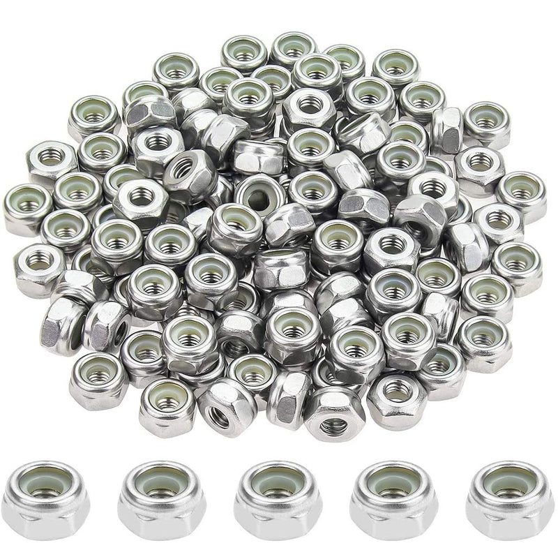 120 Pieces 10#-32 Nylon Insert Hex Lock Nuts, 304 Stainless Steel 10-32 (120 pcs)