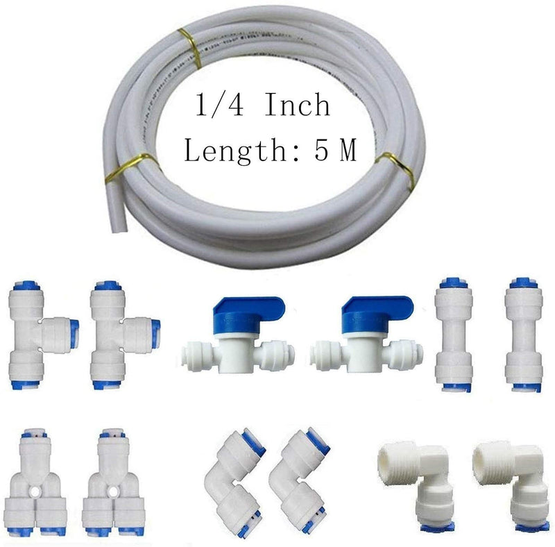 [Australia - AusPower] - MATTOX 1/4" Quick Connect Water Purifiers Tube Fittings for RO Water Reverse Osmosis System Pack of 12?Ball Valve+Y+L+I+T Type?+5 Meters?16 feet? tubing Hose Pipe for RO Water Reverse Osmosis System 