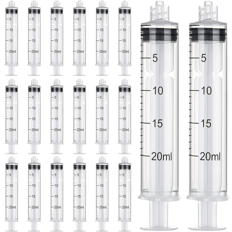 [Australia - AusPower] - TecUnite 20 Pack Syringe Without Needle, Plastic Curved Syringes for Epoxy Resin, Craft, Feeding Pets Animals, Oil or Glue Applicator(20 ML) 20 ML 