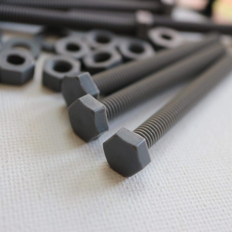 [Australia - AusPower] - 50 x Hexagon Head Screws Grey PVC Plastic nuts and bolts, Hex Head, oxidation resistant, weather resistant, UPVC, Plastic nuts and bolts, M6 x 60mm, (15/64 x 2-23/64 in) 