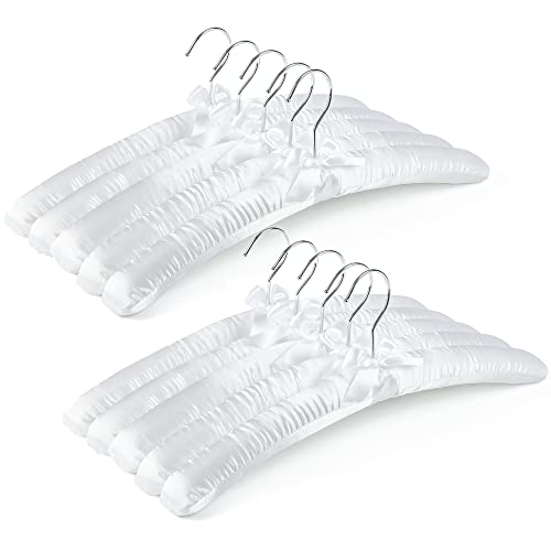 Amber Home 10 Pack Large White Satin Padded Hangers for Women Clothing 17"