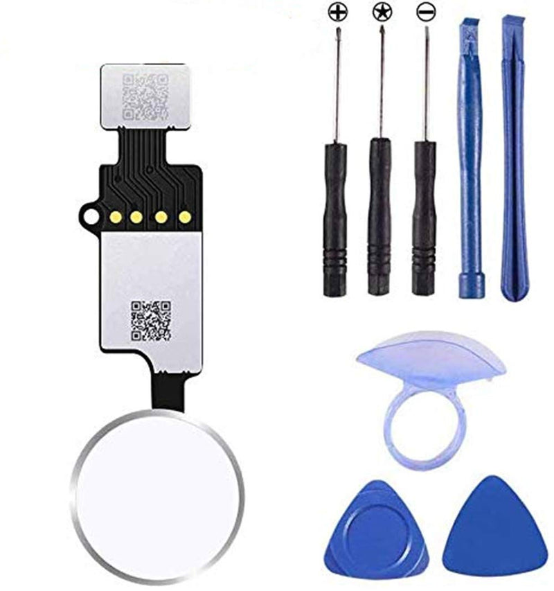 [Australia - AusPower] - Home Button Replacement for iPhone 7 7Plus 8 8Plus, Home Button Touch ID Main Key Flex Cable Assembly Replacement with Repair Tools for iPhone 7 7P 8 8P (Silver) Silver 