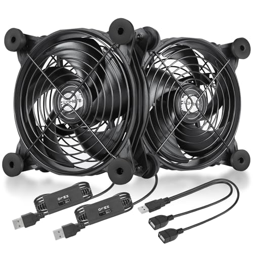 upHere Case Fan 120 mm PC Fan USB Multi-Speed Control with Metal Grill Protection for PC/TV Box/Receiver/AV Cabin/PS4/Router, U1204 U1204 with 3 speed controls