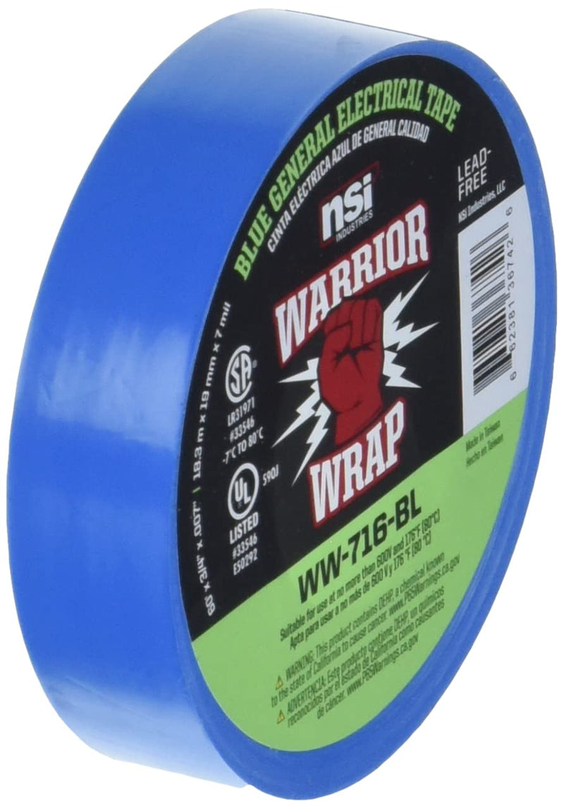 [Australia - AusPower] - WarriorWrap General 3/4 in. x 60 ft. 7 mil Vinyl Electrical Tape, Blue 