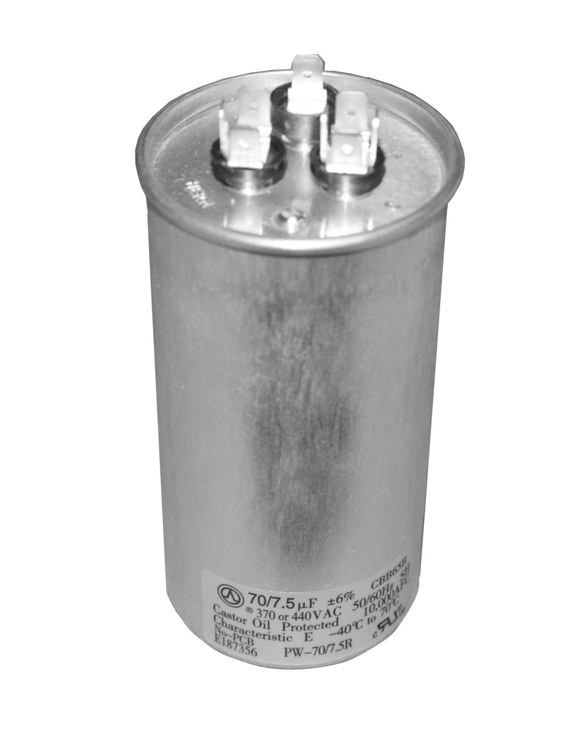 [Australia - AusPower] - 70+7.5 MFD uf 370 or 440 Volt VAC Round Motor Dual Run Capacitor for AC Air Conditioner Condenser - 70/7.5 uf MFD 440V Straight Cool or Heat Pump - Guaranteed to Last 5 Years 