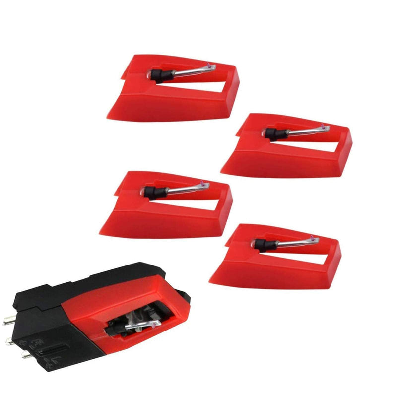 [Australia - AusPower] - Universal Record Player Needle Turntable Needle Stylus Replacement with Ceramic Ruby Tip for ION Crosley Victrola Pyle Phonograph Vinyl LP Player Pack of 5 (Red) 