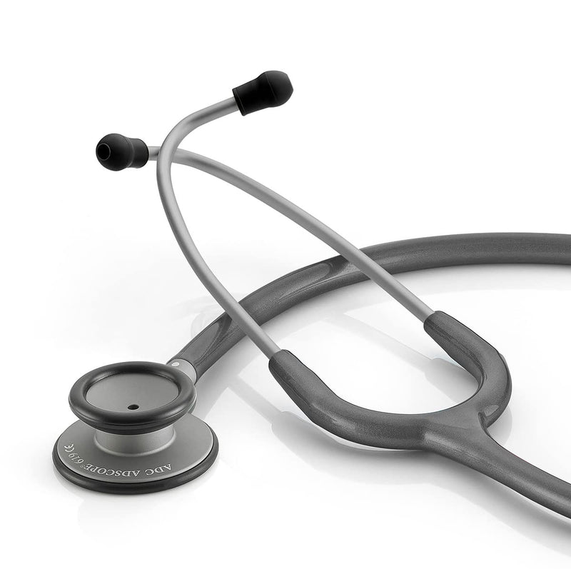 [Australia - AusPower] - ADC - 619SM Adscope Lite 619 Ultra Lightweight Clinician Stethoscope with Tunable AFD Technology, Smoke Finish with Metallic Gray Tubing 
