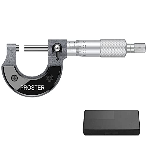Proster Outside Micrometer Set Outside Micrometer Set 0-150mm Precise External Micrometer Set Mechanical with Ratchet, 0.01mm Accuracy, Carbide Measuring Surfaces (1) 1