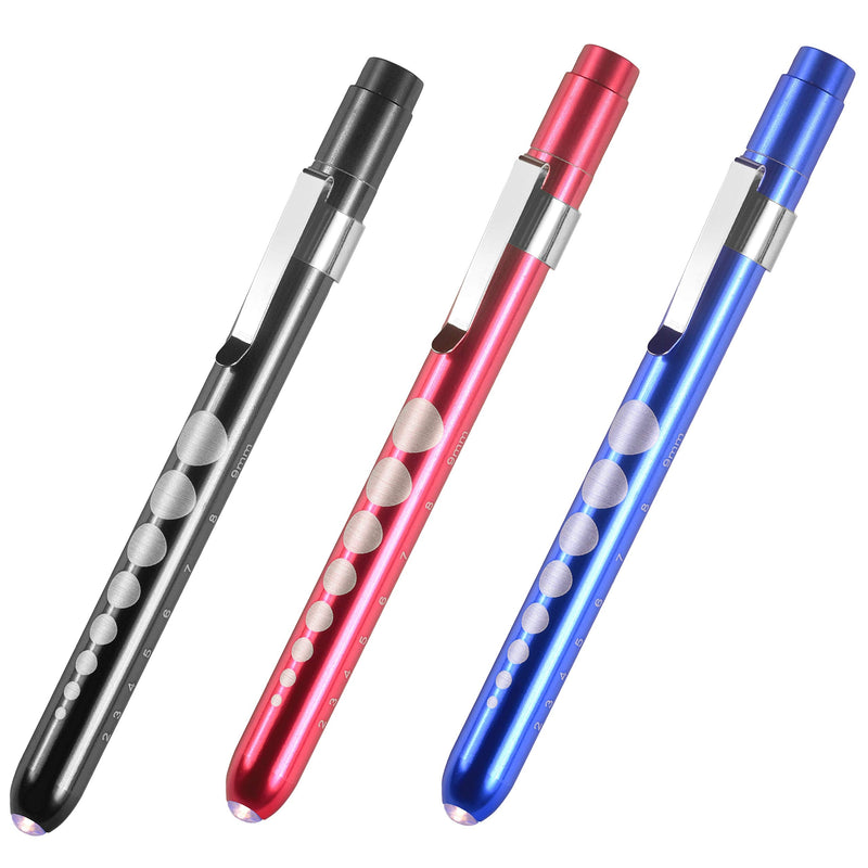 [Australia - AusPower] - Primacare DL-9326 Aluminum Diagnostic Reusable Penlights | Pupil Gauge | 6-Inch LED Medical Pen Light | Professional Medical Supplies for EMT, Nurses, Doctors, Dentists & Hospitals | Multicolor 3 Pack 
