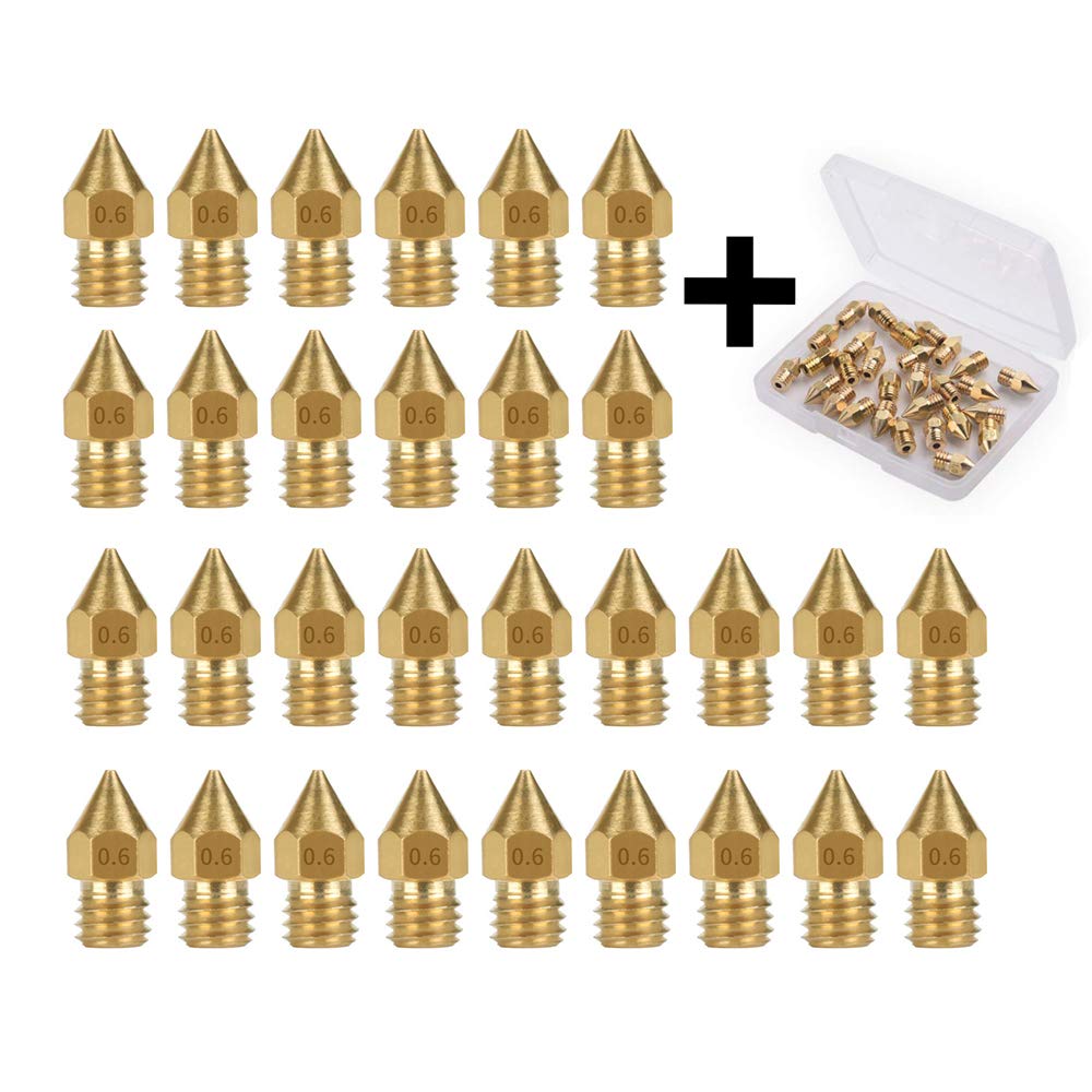 30PCS 0.6mm 3D Printer Extruder Nozzles for Anet A8 Makerbot MK8 Creality CR-10 S4 S5 Ender 3 3Pro 5