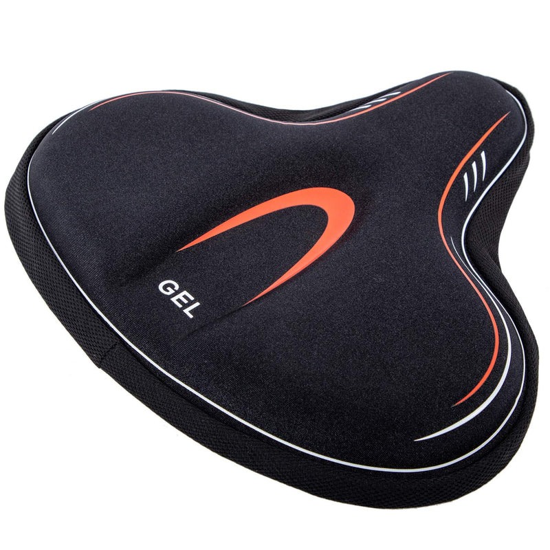 YBEKI Wide Gel Bike Seat Cover for Peloton/Spin Bikes - 2cm Cooling Gel & Memory Foam Cushion | Non-Slip Base & Airflow Vents | Fits 8.5-10" Wide Saddles (YOSUDA/Echelon/Schwinn Compatible) red