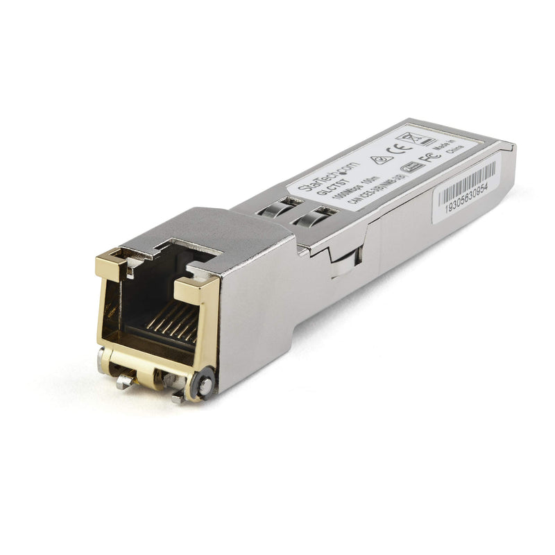 StarTech.com Transceiver Module (SFP Module, 10/100/1000Base-TX Juniper Compatible, Copper, RJ-45 Copper) | 10/100/1000BASE-TX, copper, gigabit, transceiver, 100m, hot-swappable