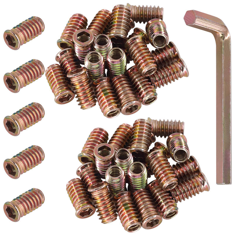 [Australia - AusPower] - 50 pcs 5/16"-18× 25mm Threaded Inserts Nuts Zinc Plated Carbon Steel Hex Socket Drive Furniture Flanged Screw-in Nut for Wood Furniture 