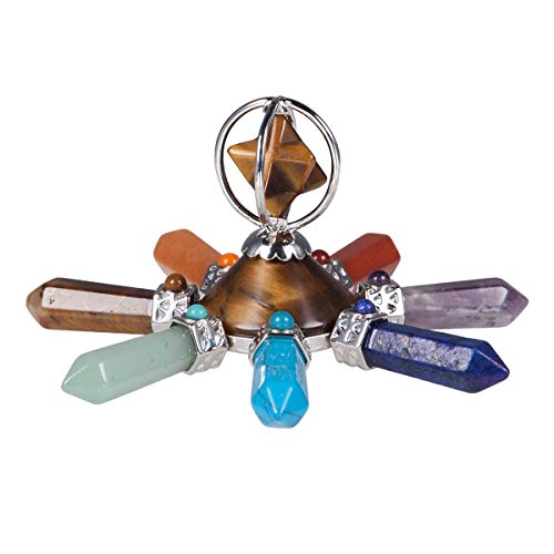 Rockcloud 7 Chakra Tiger's Eye Healing Crystal Points Energy Generator Brown Tiger's Eye Crystal Stone