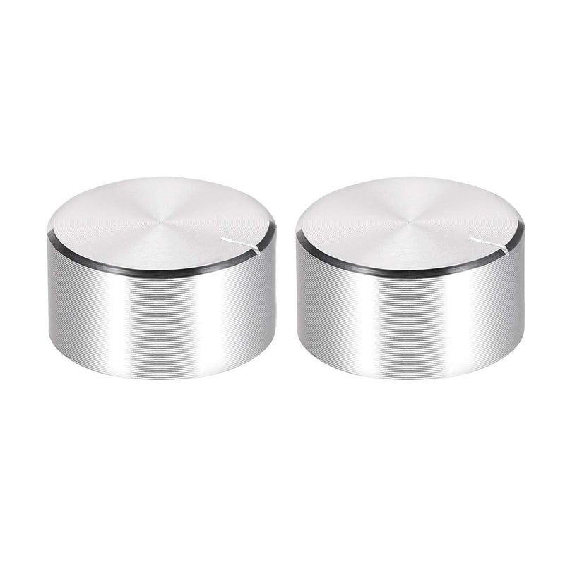 [Australia - AusPower] - uxcell 2pcs Potentiometer Knob Knurled Shaft Silver Tone Aluminum Smooth Surface Rotary Knob 25mmx13mm Volume Control Knob 