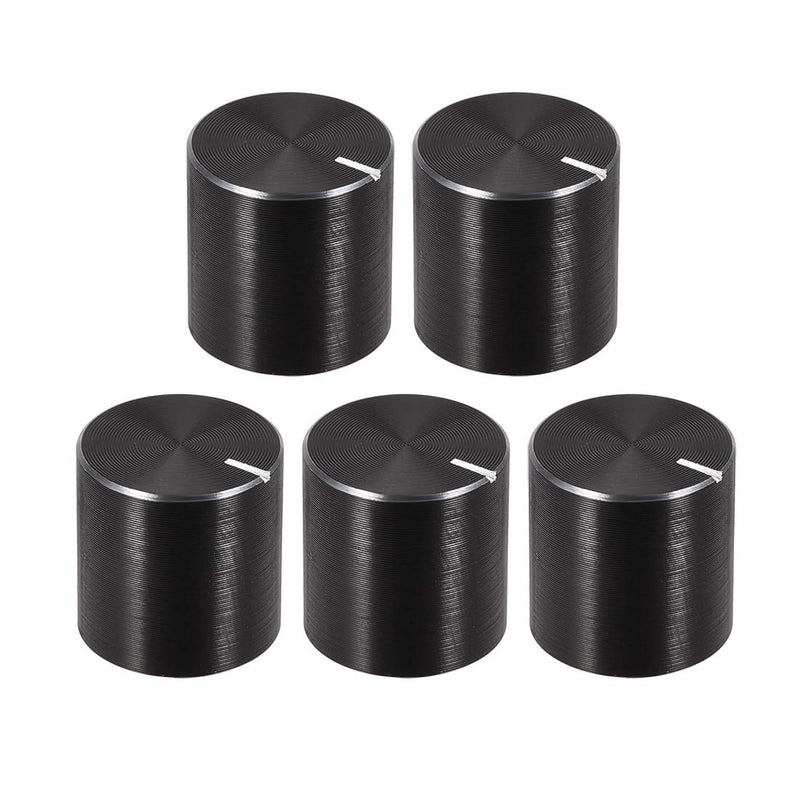 [Australia - AusPower] - uxcell 5pcs Potentiometer Knob Knurled Shaft Black Aluminum Smooth Surface Rotary Knob 13mmx13mm Volume Control Knob 