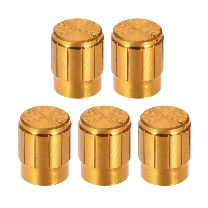 [Australia - AusPower] - uxcell 5pcs Potentiometer Knob Cover Cap Gold Tone Aluminum 6mm Shaft Dia. Rotary Knob 13mm Dia. X 17mm Height Volume Control Knob 