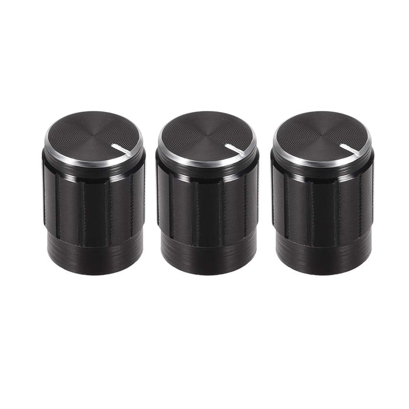 [Australia - AusPower] - uxcell 3pcs Potentiometer Knob Cover Cap Black Aluminum 6mm Shaft Dia. Rotary Knob 13mm Dia. X 17mm Height Volume Control Knob 