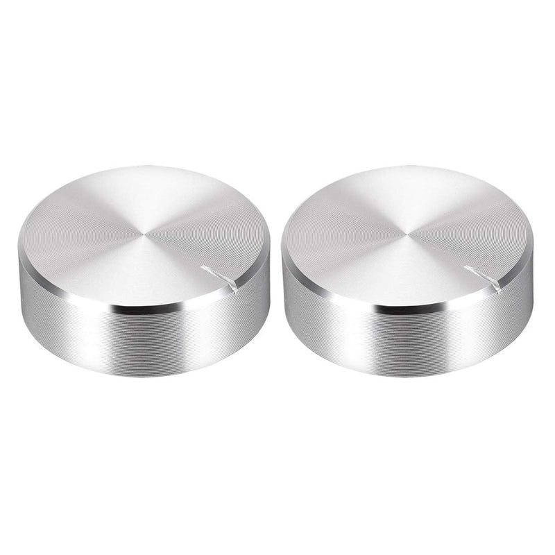[Australia - AusPower] - uxcell 2pcs Potentiometer Knob Knurled Shaft Silver Tone Aluminum Smooth Surface Rotary Knob 30mmx10mm Volume Control Knob 