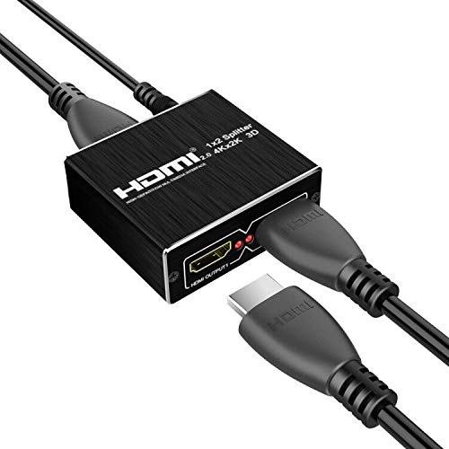[Australia - AusPower] - HDMI Splitter 1 in 2 Out, HDMI Splitter 1 to 2 Amplifier for Full HD HDMI 2.0 1080P/ 3D/ 4K for Xbox PS4 PS3 Fire Stick Roku Blu-Ray Player Apple TV HDTV Black 