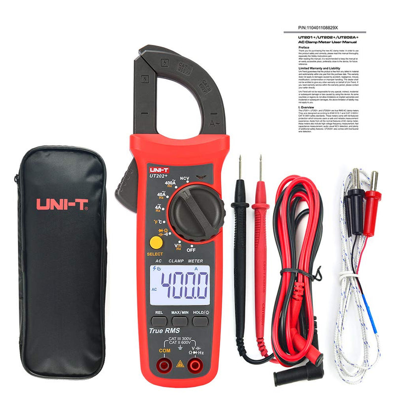 [Australia - AusPower] - UNI-T UT202+ Portable Multimeter Automatic Range True RMS Clamp Meter with LCD Display 