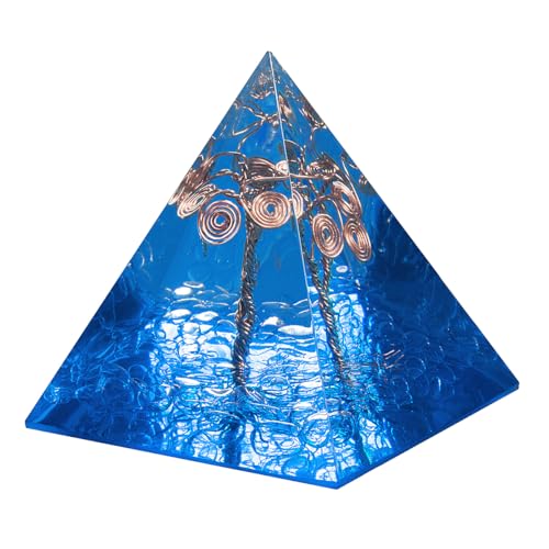 Rockcloud Navy Blue Healing Crystal Copper Wire Orgone Pyramid Stone Copper Wire + Rock Crystal Stone