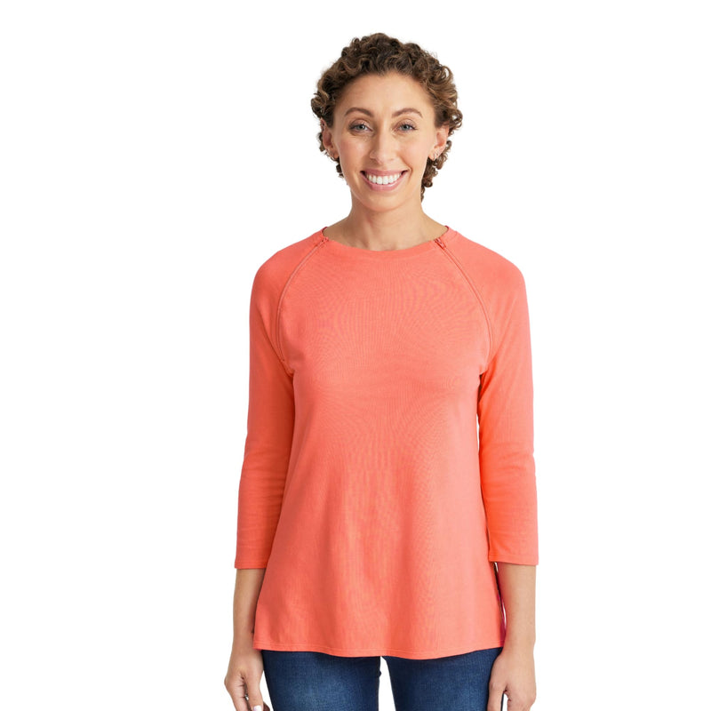 Care+Wear Womens Long-Sleeve Chest Port Access Shirt Large Coral
