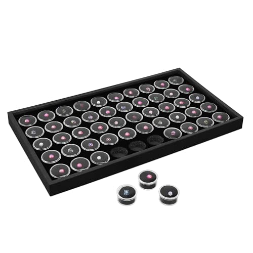 Ikee Design Black Foam Gem and Bead Organizer 50 Jars Display Tray Black Foam/Black Tray (50 Jars)