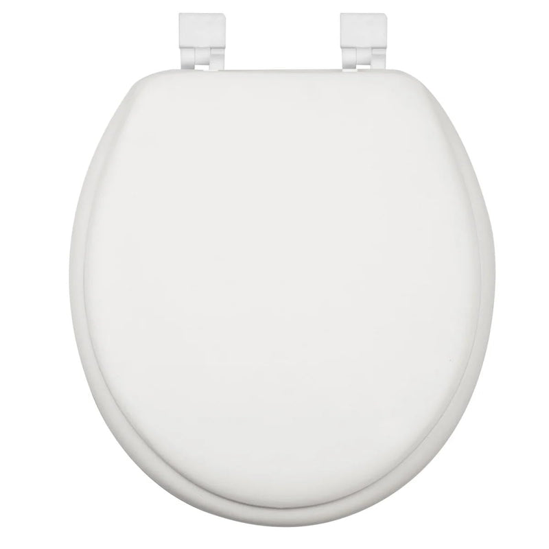 J&V Textiles Soft Round Toilet Seat With Easy Clean & Change Hinge, Padded (White)* White