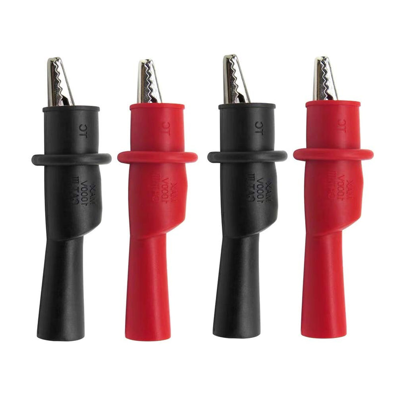 [Australia - AusPower] - 4PCS Silicone Alligator Clips Set, Professional 1000V 10A Alligator Clip Test Kit, Banana Test Lead Probe Clip, Test Extension Suitable Used in Laboratory Electric Testing Work and Cable Lead Clip 